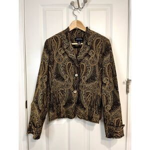 Jones New York Signature Brown Brocade Blazer Jacket Size 8